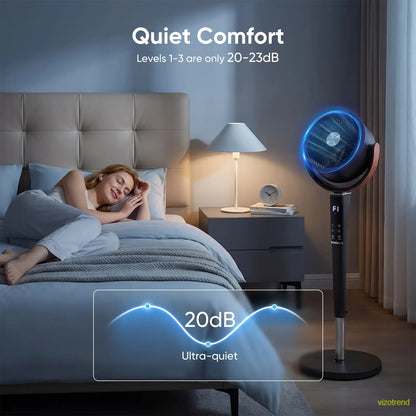 Bedroom Pedestal Fan, Quiet 20dB DC Air Circulator